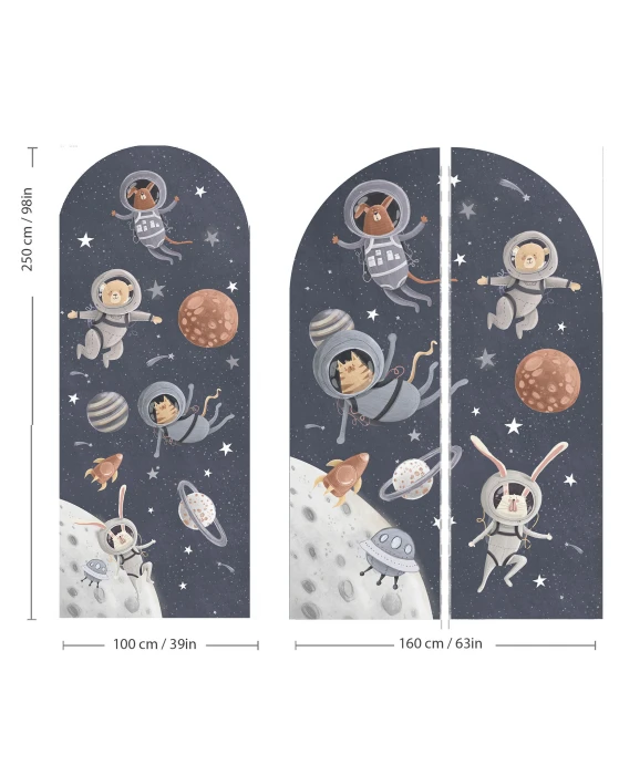 Wymiary naklejki łuk ASTRO 100 × 250 i 160 × 250 cm