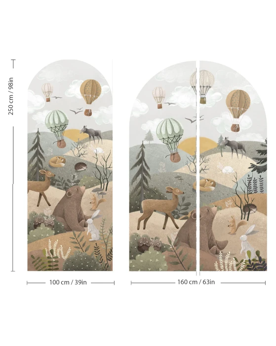 Wymiary naklejki łuk 7HILLS 100 × 250 i 160 × 250 cm