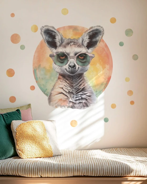 Naklejka ścienna z lamą w okularach FUNZOO