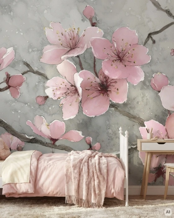Tapeta z  kwiatami wiśni BLUSH