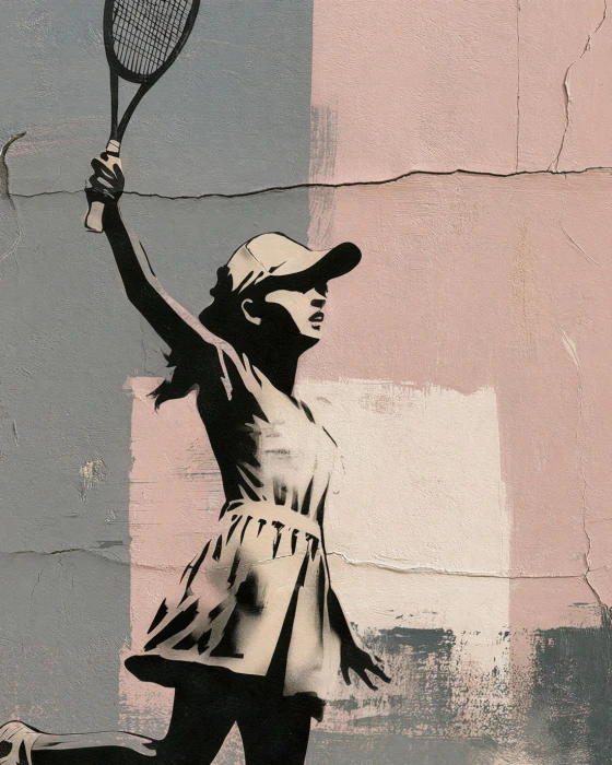 Fototapeta z motywem tenisa w stylu street art do pokoju nastolatki