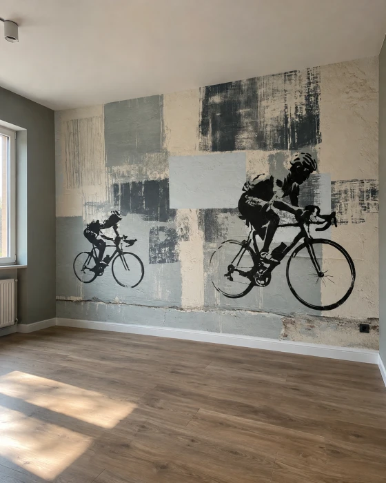 Fototapeta z dwoma zawodnikami jadącymi na rowerach szosowych