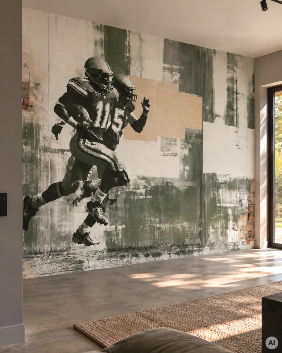 Tapeta ENDZONE z zawodnikami futbolu amerykańskiego w stylu street art