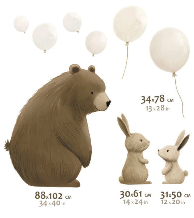 Naklejki z balonami, gwiazdkami i zwierzętami BALLOON