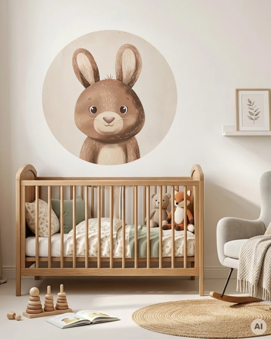 Naklejka ścienna z zajączkiem CUDDLY FRIENDS