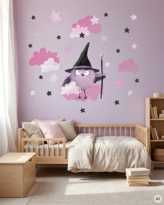 Naklejki ścienne z sową czarodziejem WALLY WIZARD