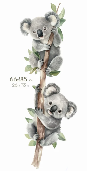 Pionowa naklejka z koalami w rozmiarze 66 × 185 cm