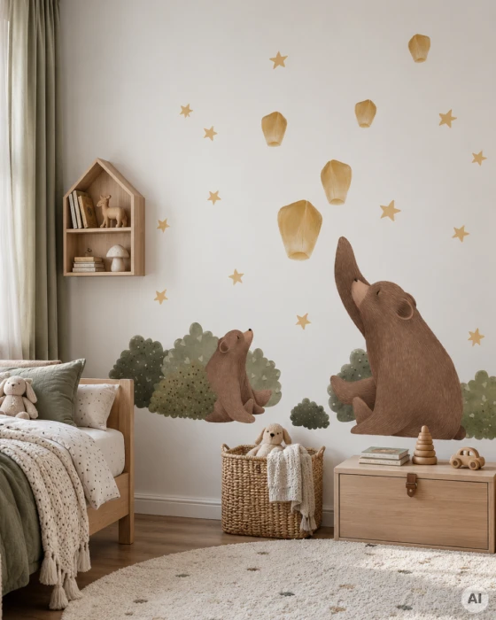 Naklejki ścienne z misiami i gwiazdkami NITEWISH