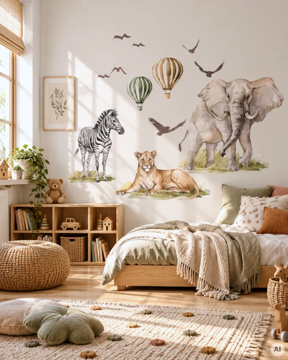 Naklejki ścienne zwierzęta safari ze słoniem SAVANNA