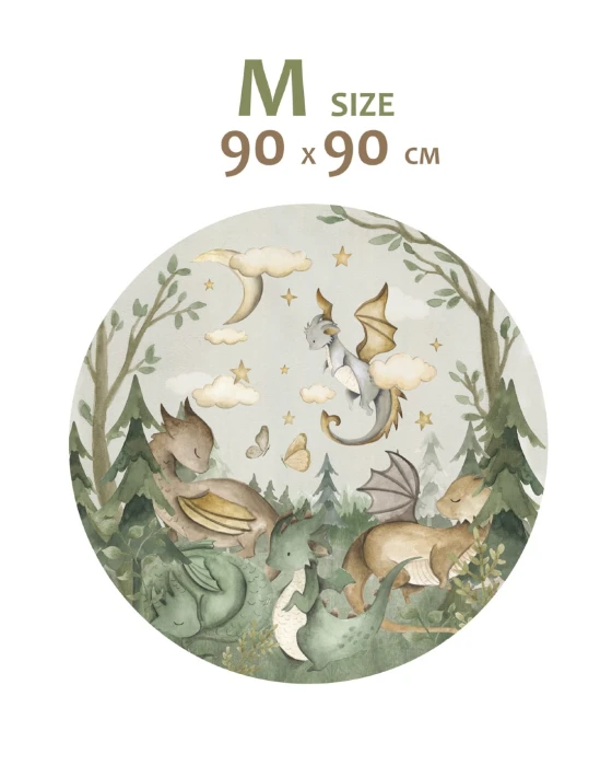 Porównanie rozmiarów okrągłej naklejki SMOKI – średnica 90 cm oraz 120 cm