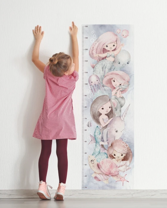 Dziecięca miarka wzrostu z syrenkami i podziałką centymetrową od 10 do 150 cm