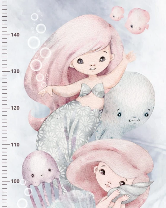 Miarka wzrostu SYRENKI na ścianę o wymiarach 47 × 150 cm