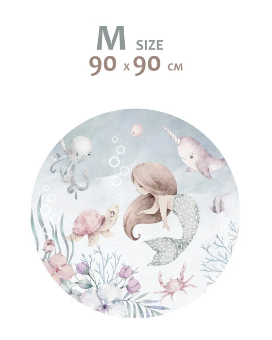 Okrągła naklejka ścienna SYRENKI w dwóch rozmiarach – średnica 90 cm i 120 cm