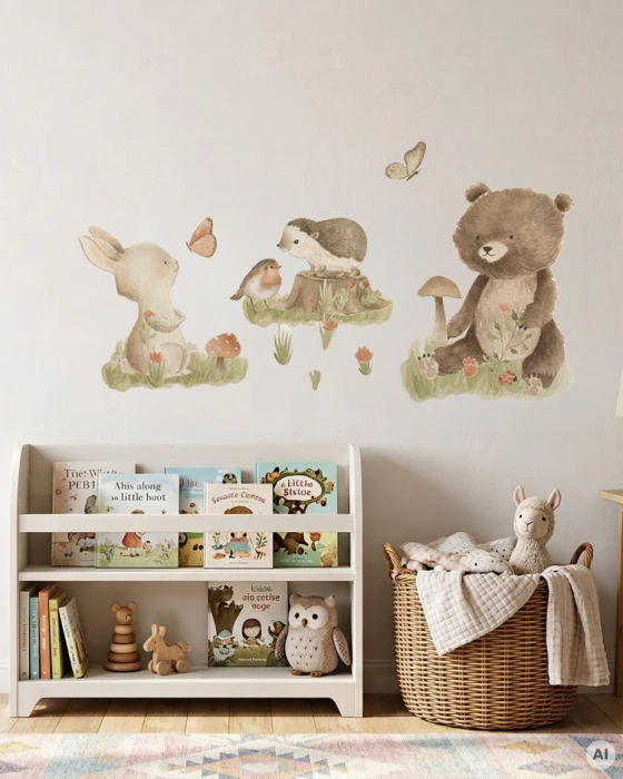 Naklejki ścienne miś, króliczek i jeż LITTLE ONE II