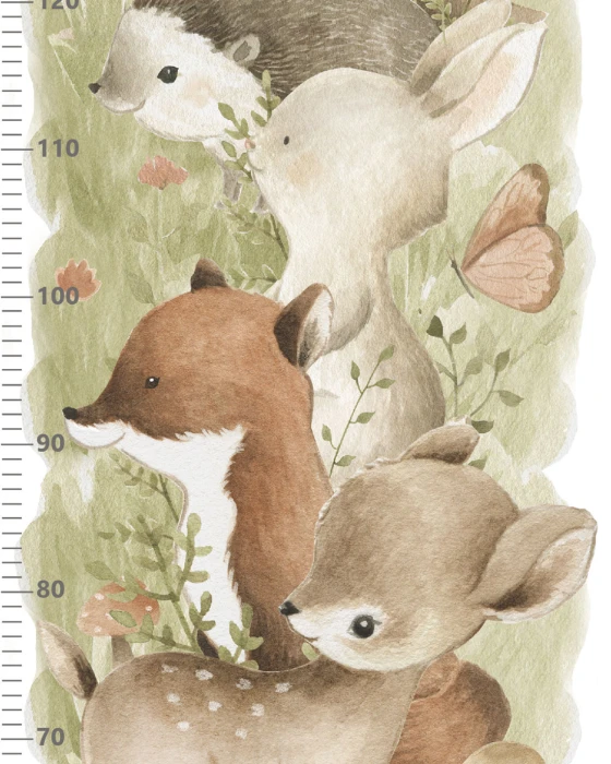Samoprzylepna miarka wzrostu dla dzieci z akwarelowymi zwierzętami leśnymi LITTLE ONE