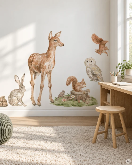 Dekoracja ścienna FOREST z sarną inspirowana leśną przyrodą