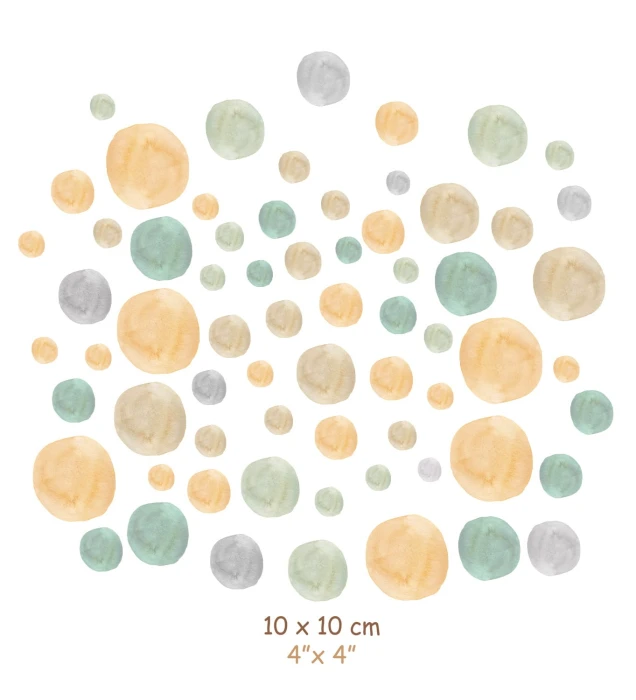 Naklejki ścienne pastelowe groszki boho o wymiarach od 4 do 14 cm