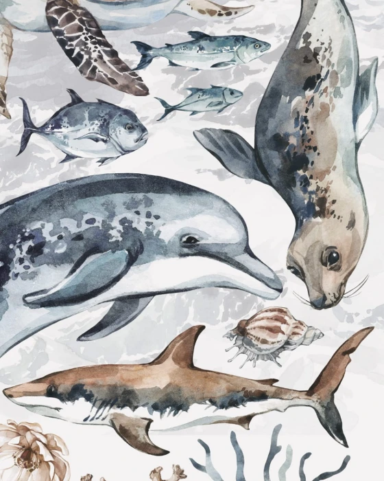 Zestaw naklejek ze zwierzętami oceanu do dekoracji pokoju dziecięcego