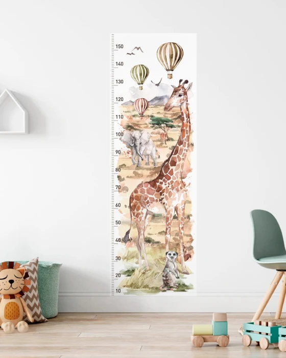 Dekoracyjna naklejka ścienna miarka wzrostu SAVANNA do pokoju dziecka