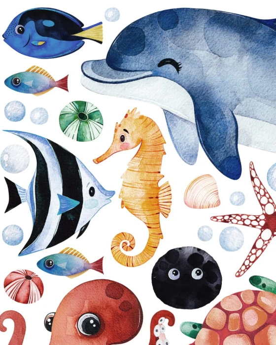 Naklejka z delfinem inspirowana podwodnym światem – kolekcja WATERLAND