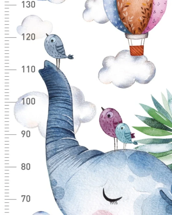 Miarka wzrostu TROPIKI SŁONIK – arkusz 53 × 150 cm, zakres pomiaru 10–150 cm