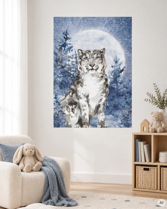 Plakat samoprzylepny z panterą śnieżną LUNA