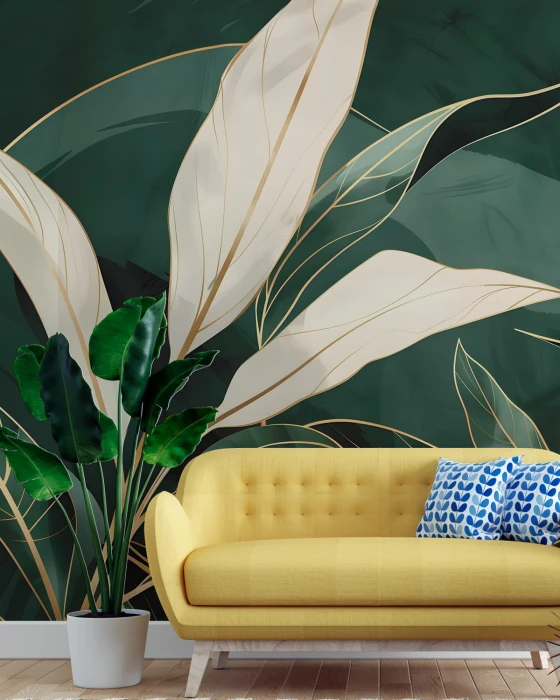 Zielone liście – minimalistyczna tapeta botaniczna