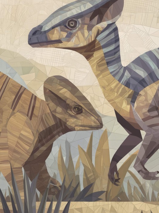Tapeta z geometrycznymi dinozaurami w pokoju dziecka