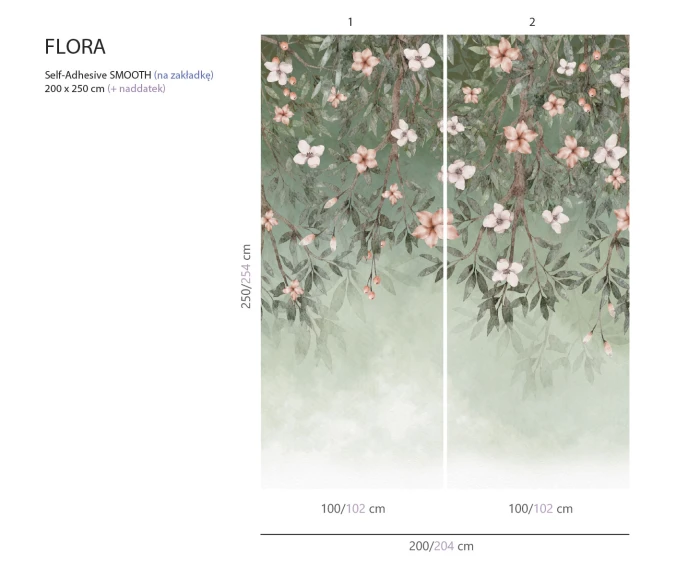 Tapeta samoprzylepna FLORA 200 × 250 cm – wyprzedaż