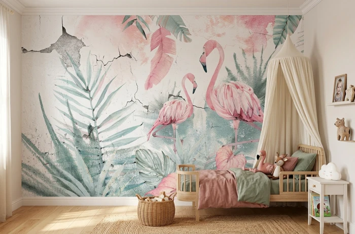 Tapeta z flamingami FLAMINGOS