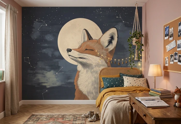 Tapeta z lisem MOONLIT FOX