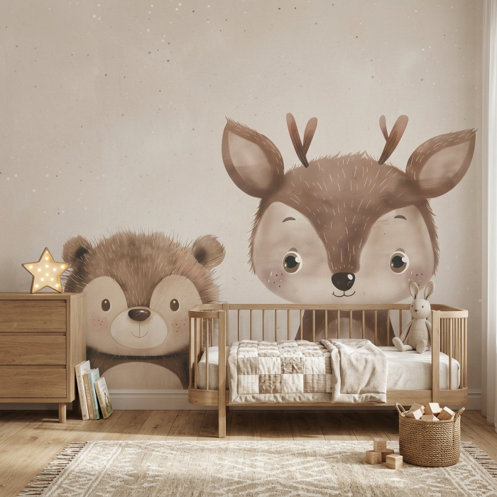 Tapeta Cuddly Friends - jeż i sarna