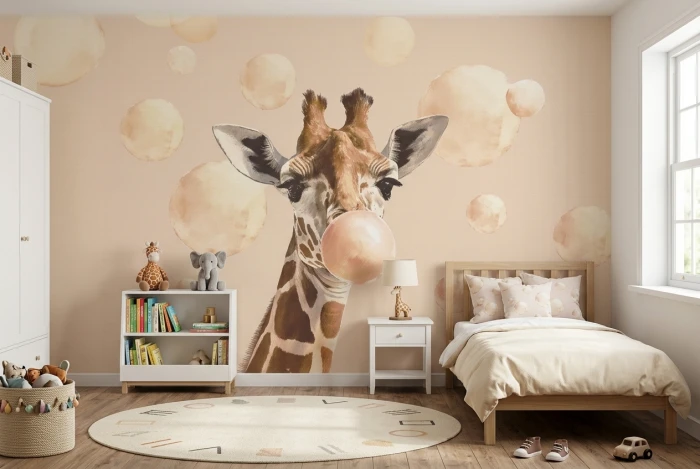 Tapeta z żyrafą GIGI BUBBLES