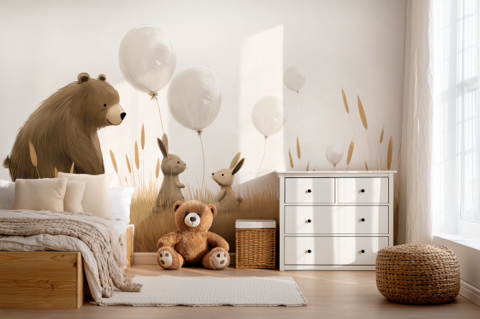 Tapeta miś i balony