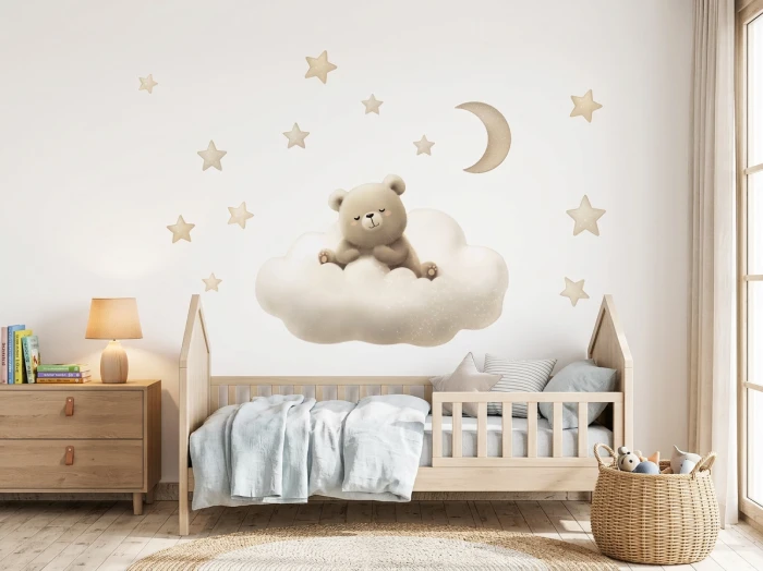 Naklejka miś na chmurce