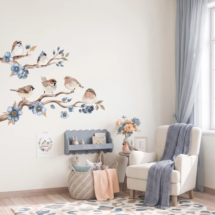 Wandtattoo Aufkleber SONGBIRDS blue