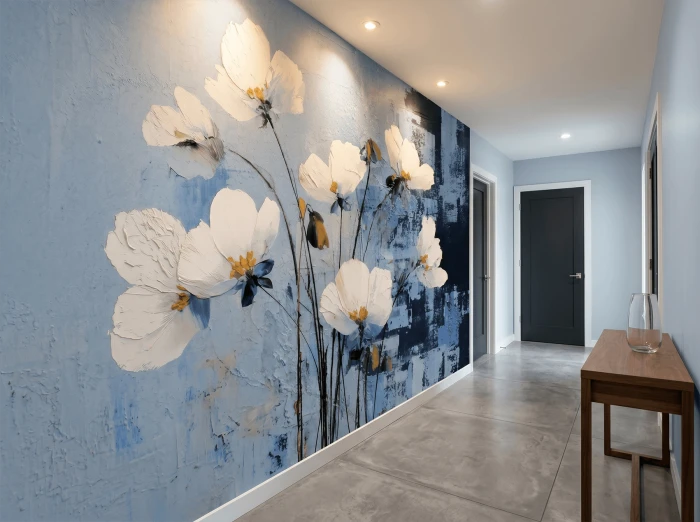 Malarska tapeta VELUNE BLUE w granacie i błękicie