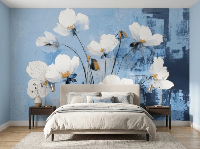 Tapeta w kwiaty VELUNE BLUE