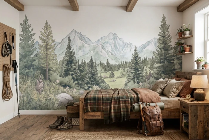 Tapeta z górami i lasem PINEHILL