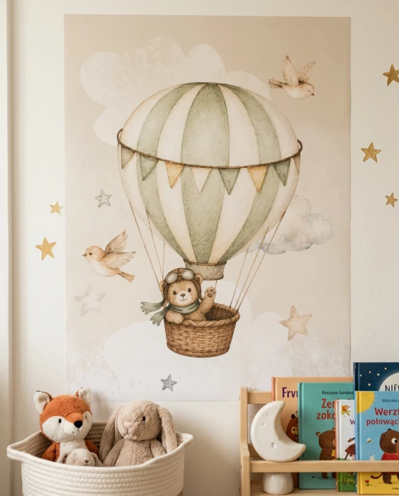 Bär im Heißluftballon Poster 
