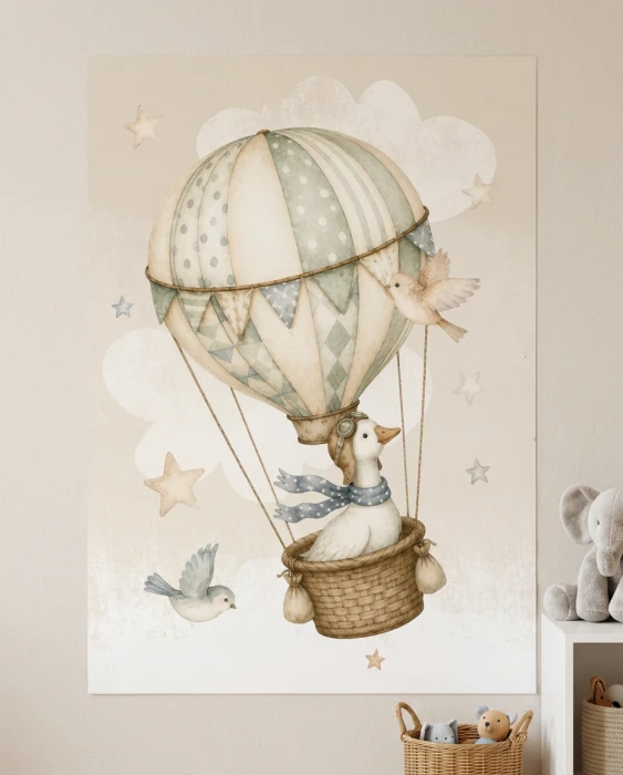 Gans im Heißluftballon Poster