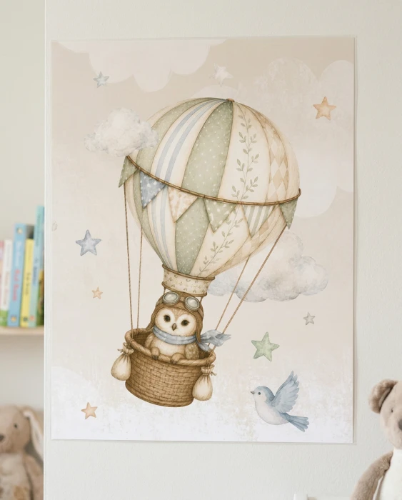 Rehkitz im Heißluftballon Poster 