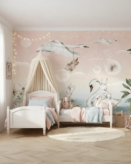 Tapeta z łabędziami SWAN LAKE