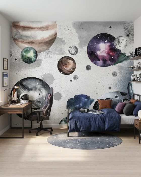 Tapeta kosmiczna z planetami SPACE TRAVEL