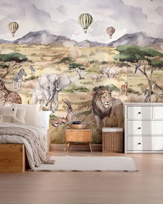 Tapeta safari ze zwierzętami SAVANNA