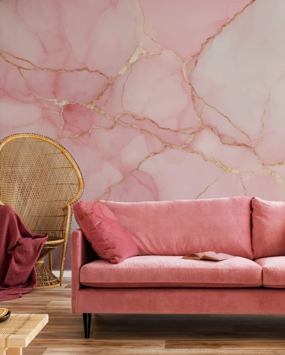 Tapeta ze złotymi żyłkami do wnętrza w stylu glamour