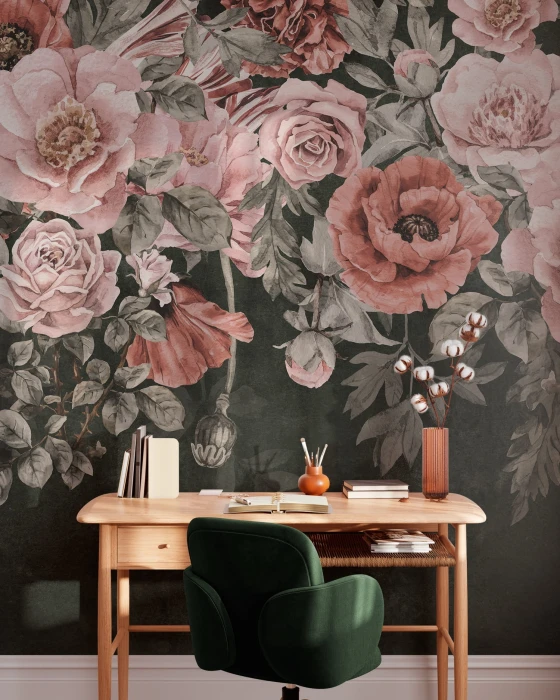 Akwarelowa tapeta floral z dużymi kwiatami