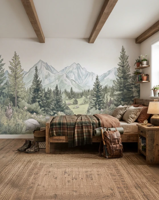 Tapeta z górami i lasem PINEHILL