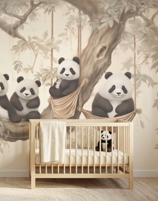 Tapeta z pandami LAZY DAYS