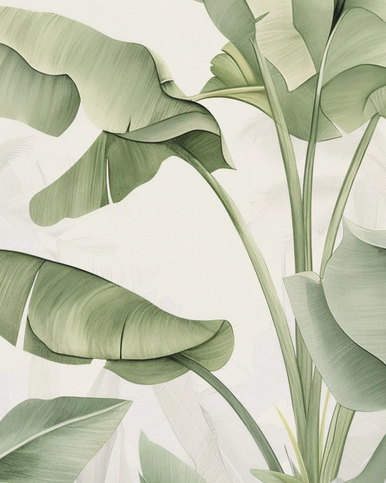 Tapeta botaniczna z dużymi liśćmi